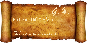 Galler Hágár névjegykártya